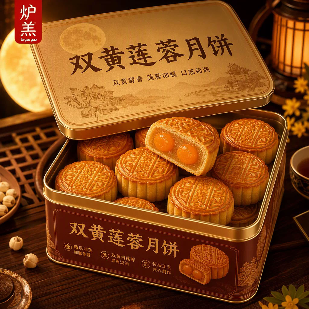 老字号！广式双蛋黄莲蓉月饼官方旗舰店传统手工中秋蛋黄月饼糕点
