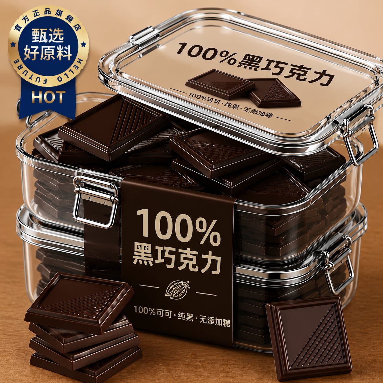 黑巧克力100%可可脂原装进口健身饱腹代餐高端零食正品官方旗舰店