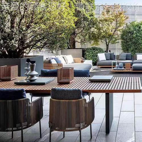 外发藤编沙组合别518户墅庭院花师园露天休闲藤椅设计样板房室外