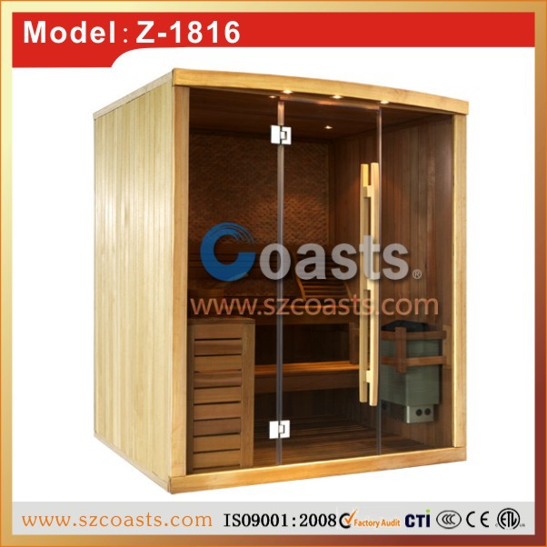 Z-1818D钻石型桑拿房 10MM厚香柏木 前三面玻璃