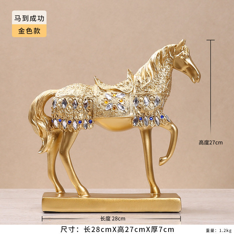 欧式创意动物摆件平步青云立马发财客厅电视柜装饰玄关家居新品