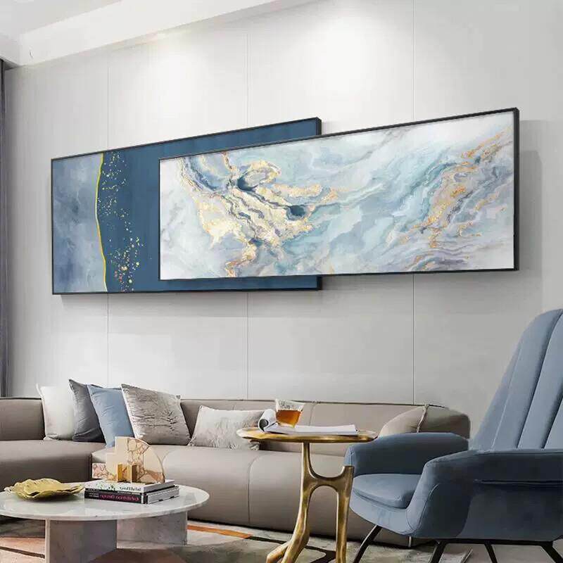 现代简约客厅装饰画抽象艺术沙发背景墙家庭挂画北欧双层叠加壁画