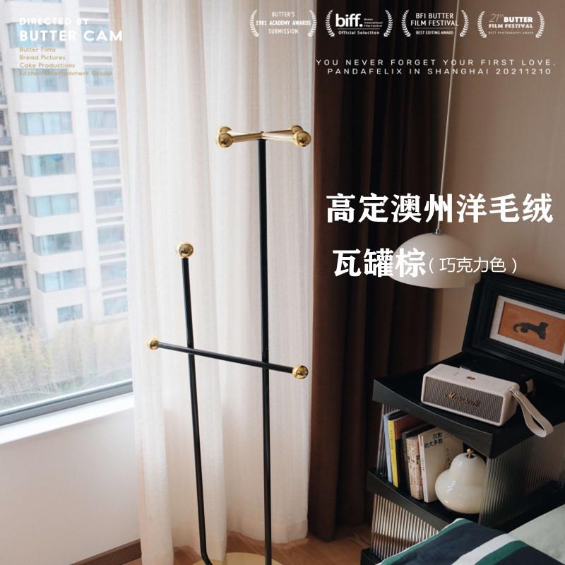 窗帘客厅覆古墨绿深棕色澳洲羊毛绒布简约法式橄榄绿丝绒遮光卧室