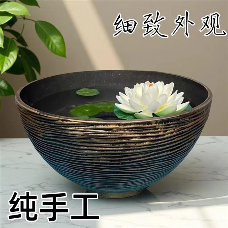 塑料加厚碗莲盆北欧简约特大号白色铜钱草一叶莲睡莲水培荷花盆缸