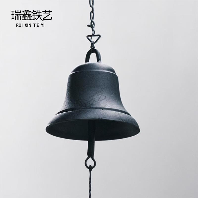 复古打铃铁钟上下课学校铃铛庭院装饰门铃风铃手敲钟园林手摇铃铛