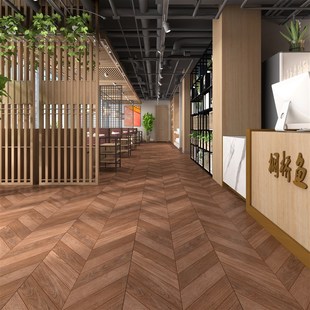 柔光天鹅绒砖鱼骨木纹砖风瓷砖客厅卧室地板砖