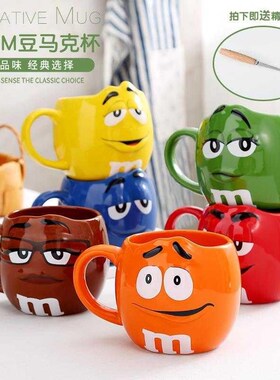 豆杯马杯子大容量早餐牛奶杯带勺燕麦杯性表情杯