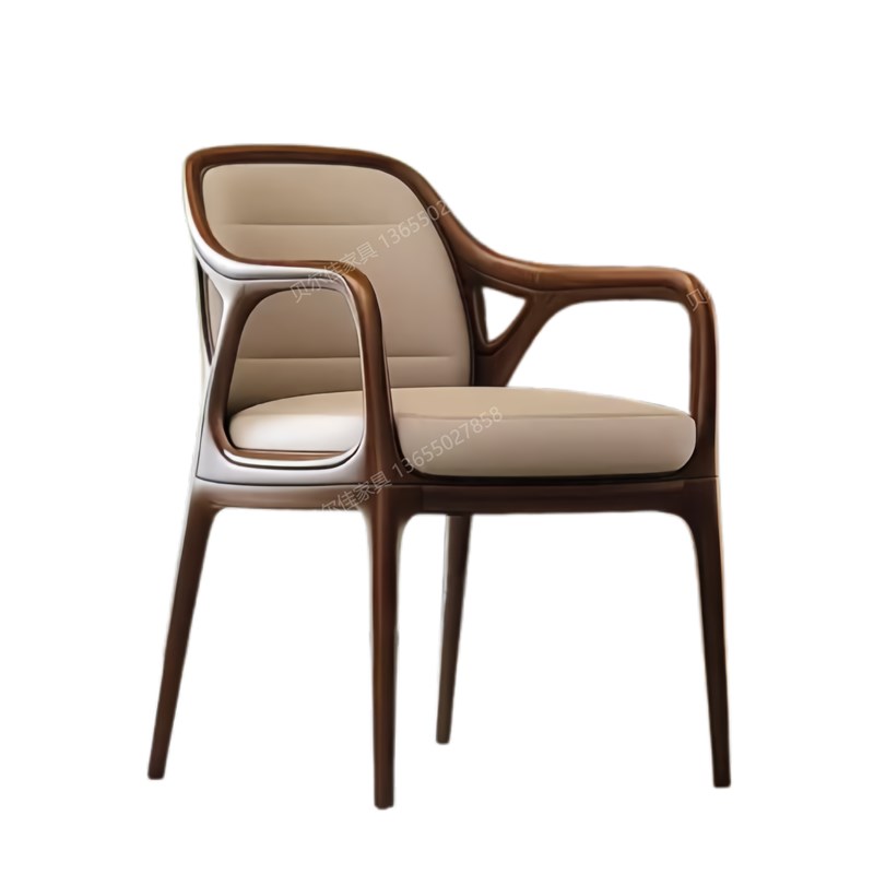 北美黑胡桃木实木靠背椅单人沙发椅现代办公室茶椅书桌椅子