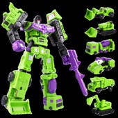 合体变形工程车器金刚大力神合迷你小力神挖掘吊车