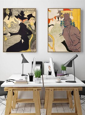 红磨坊罗特列物油画复古装饰画书房酒吧壁挂画框画海报画