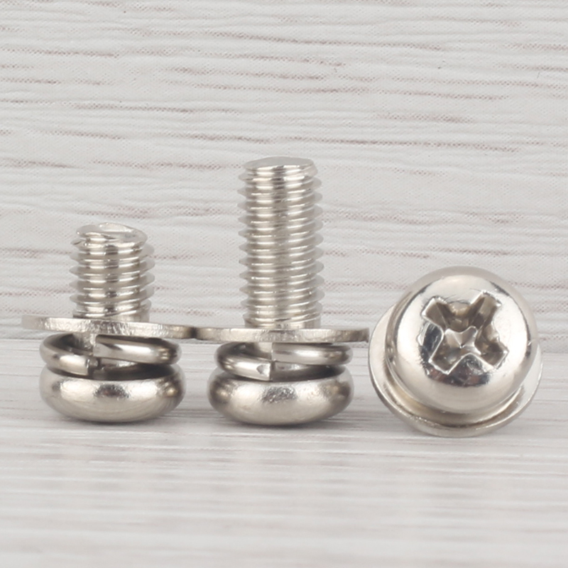 镀镍十字圆头三组合螺丝螺钉平弹垫盘头M2 M2.5 M3*x4x5x6x8x12mm