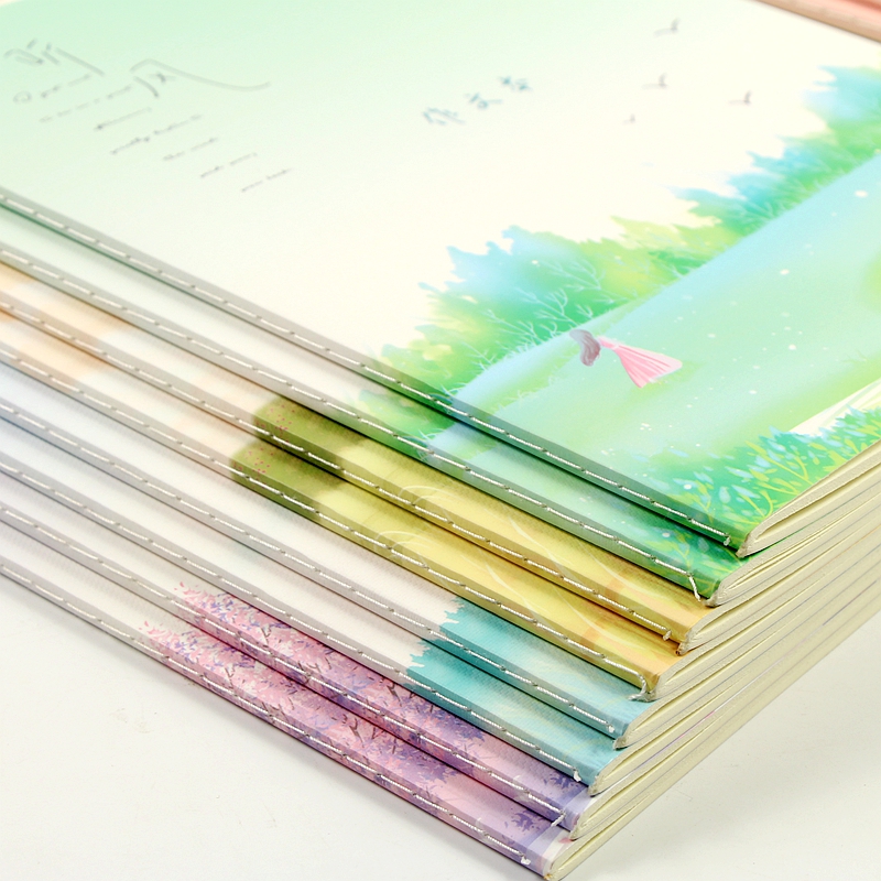 300格作文本加厚16K初中生方格日记笔记本小学生16开简约大B5本子