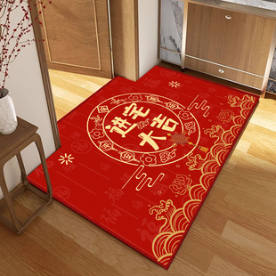 恭喜发财乔迁入户门地垫红色喜庆龙年地毯进门过年玄关门口垫子