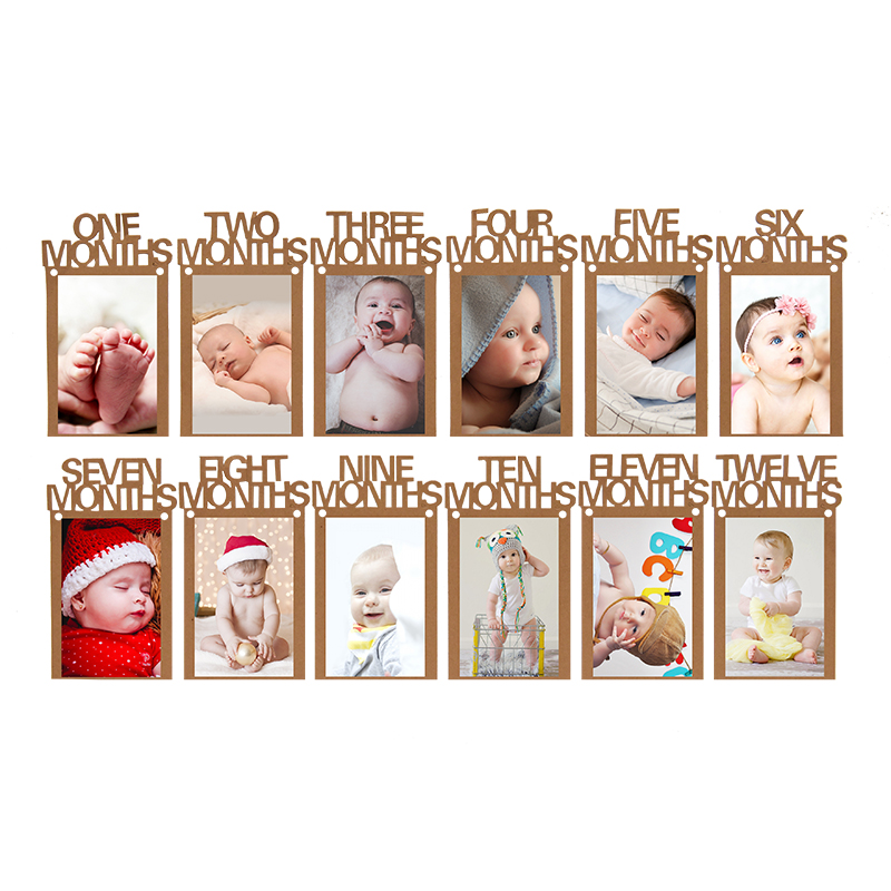 成长纪念册照片墙DIY相框卡通拉旗生日拉花一周岁甜品台装饰布置