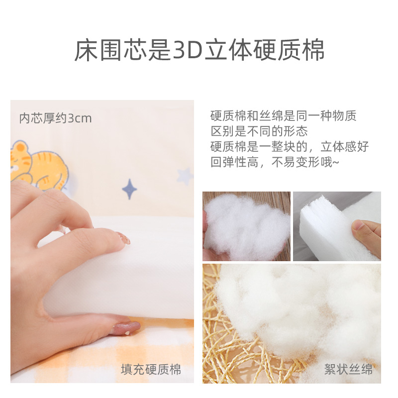 婴儿床床围软包防撞纯棉宝宝床上用品套件新生儿童四件套椭圆床品