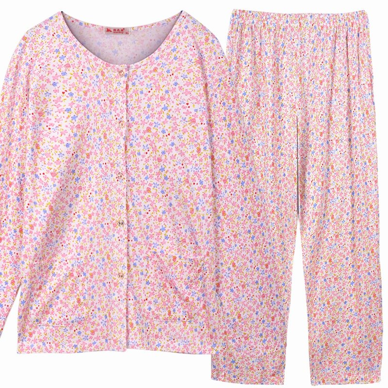 女士纯棉宽松睡衣睡裤套装薄款中老年空调开衫长袖长裤全棉秋衣裤,女士内衣/男士内衣/家居服,睡衣/家居服套装,淘宝优惠券,粉丝福利购,淘宝优惠卷