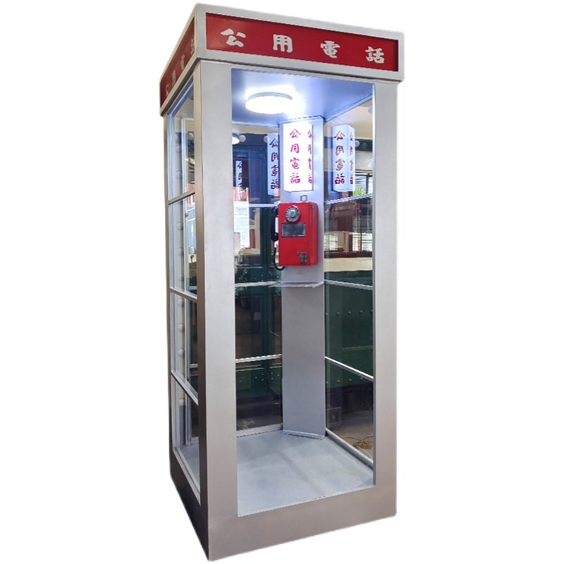 定制复古电话亭钢化玻璃镀锌材质防腐防锈纯手工打造铁艺模型摆件