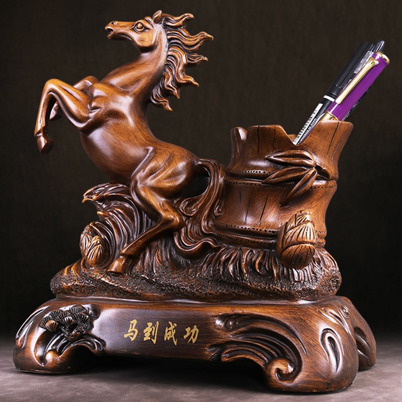 马到成功笔筒摆件创意办公室桌面书房装饰品教师节毕业季纪念礼物