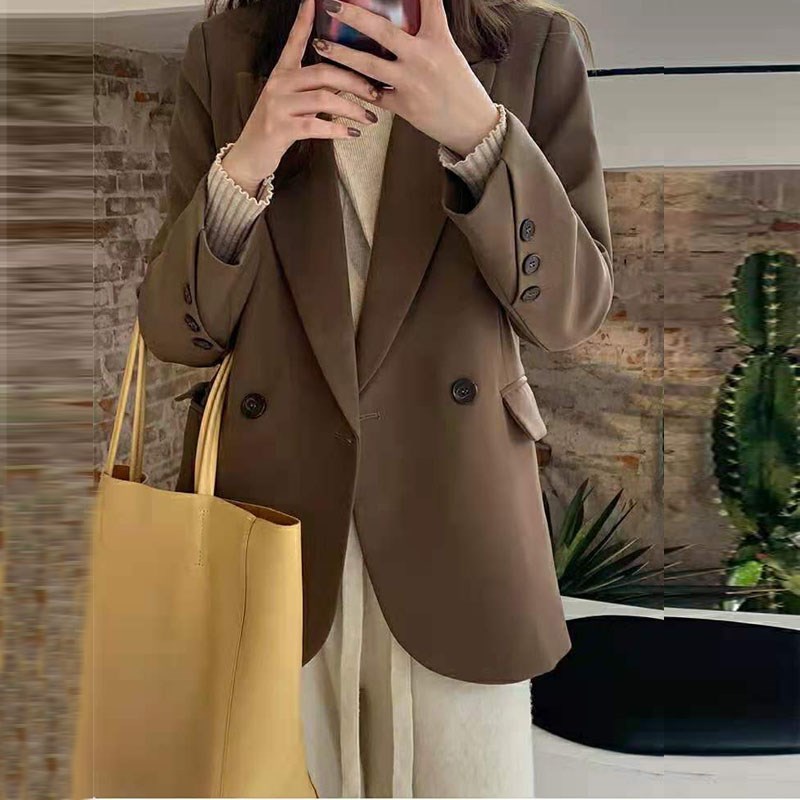 宽松休闲薄荷绿西装外套女早春2023年新款高级感秋季西服上衣薄款