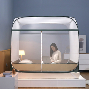 喜富锦蚊帐2022新款高级T型三开门家用蒙古包免安装加密防摔儿童