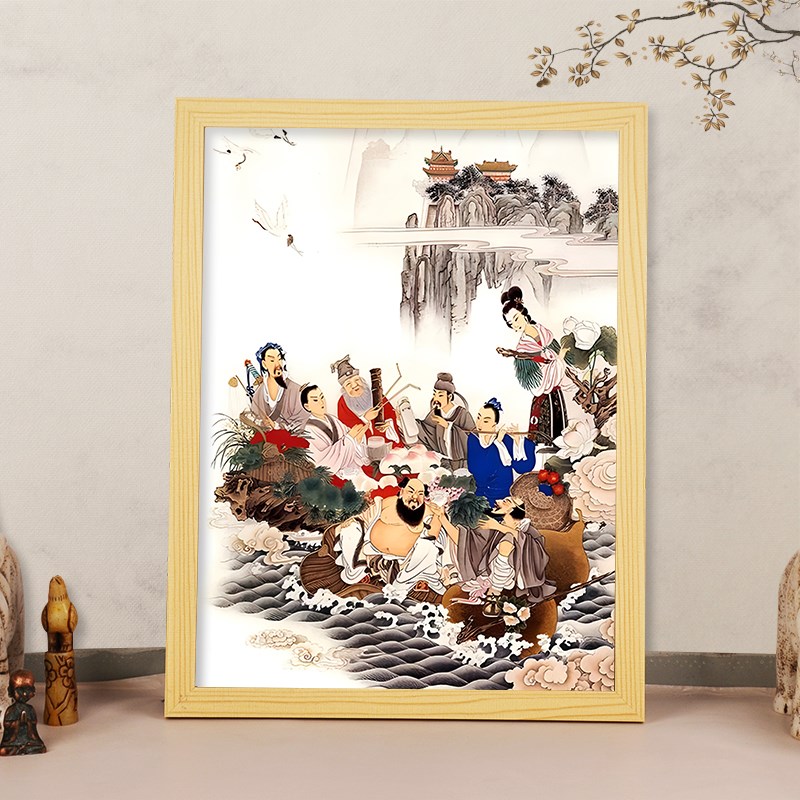八仙画像摆台道家八仙过海神像神仙挂画吕洞宾蓝采和居家供奉摆件
