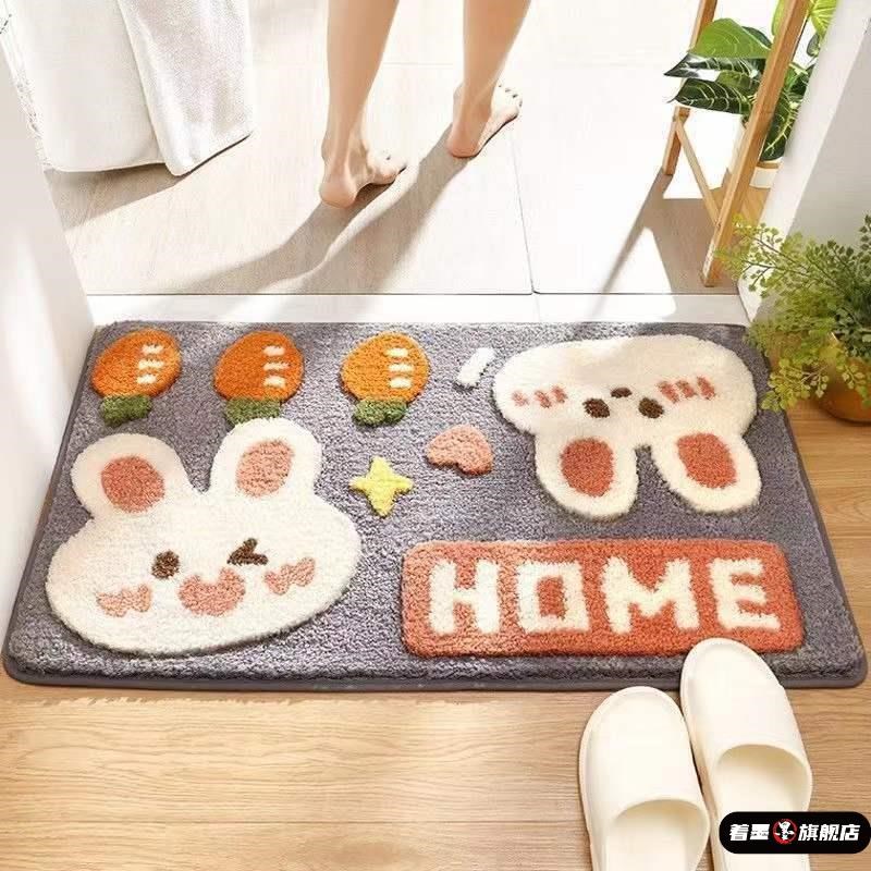 浴室门口耐脏防滑脚垫浴室吸水地垫萌系卫生间地毯厕所门垫子家用