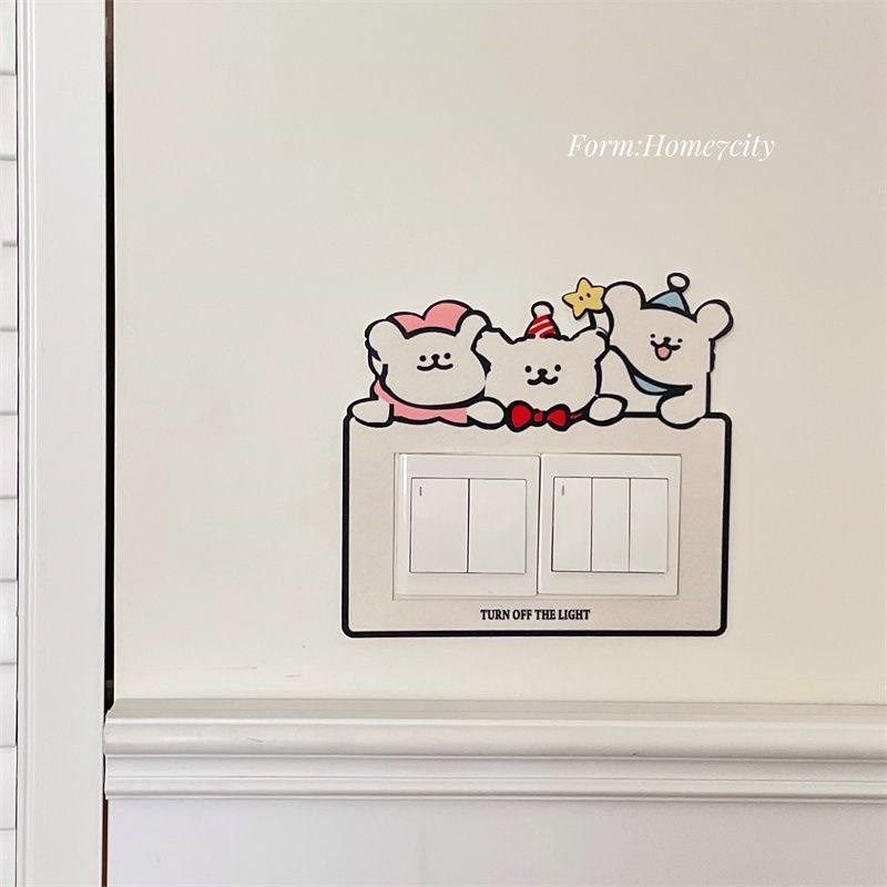 【植绒布材质】大号双开关贴可爱小狗开关贴家用简约插座保护套1,家居饰品,开关贴,淘宝优惠券,粉丝福利购,淘宝优惠卷