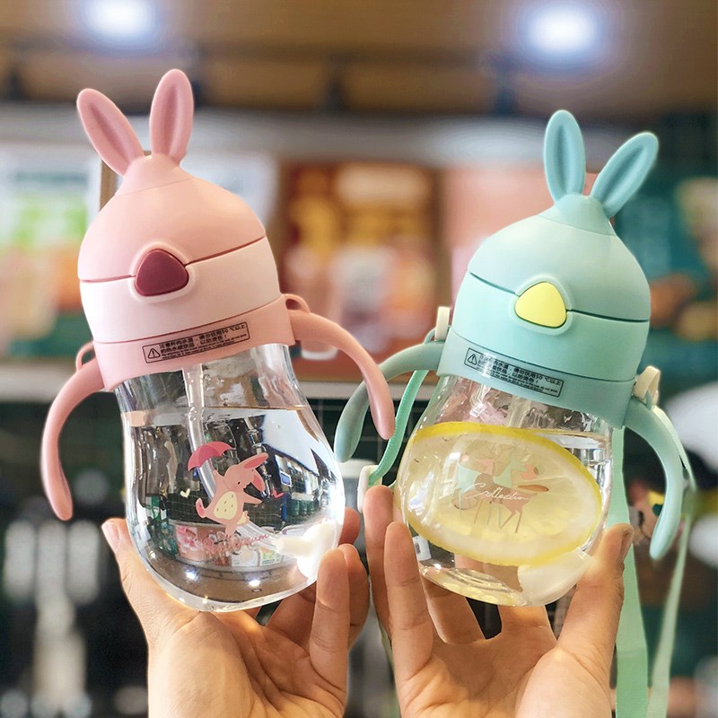 三樱宝宝吸管水杯塑料有手柄男女儿童学饮杯防摔幼儿园学生杯子