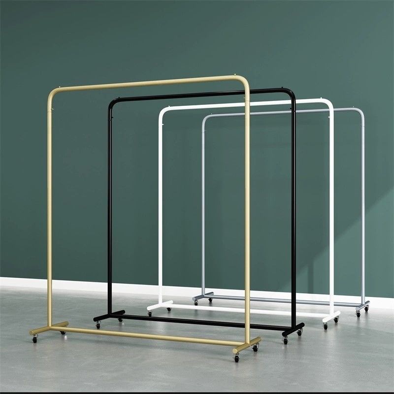 铁艺服装店展示架单杠落地式挂衣架夜市地摊晾衣架家用衣服中岛架