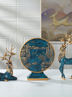 创意招财鹿家居摆件客厅电视柜玄关酒柜装饰品乔迁新居结婚礼物