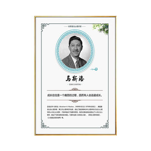 心理学家挂画心理咨询室装饰画墙壁布置挂图马斯洛名人像名言简介