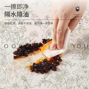 皮革餐柜防水防油防烫免洗家用电视柜桌面耐脏防滑台面盖布 美式