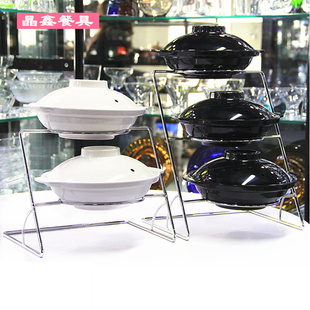 饭店酒店明档展示摆台架子菜品支架盘子餐具摆盘多层展示盘展示架