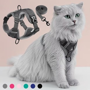 猫咪牵引绳背心防挣脱外出遛猫绳宠物背带链子可调节遛猫神器