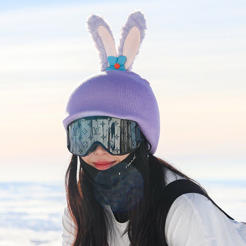 XXX滑雪头盔套卡通装饰滑雪帽子男女情侣头盔帽罩雪盔毛线帽无牙