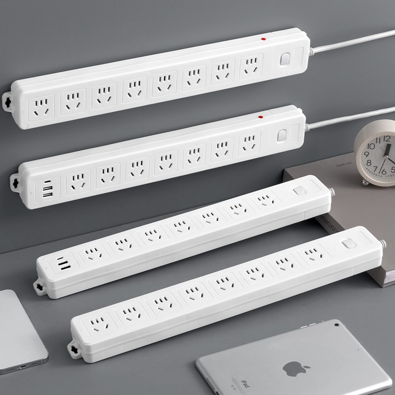 全纯铜接插线板多插孔位插排超长线6/8/10/12米加长插座面板多孔