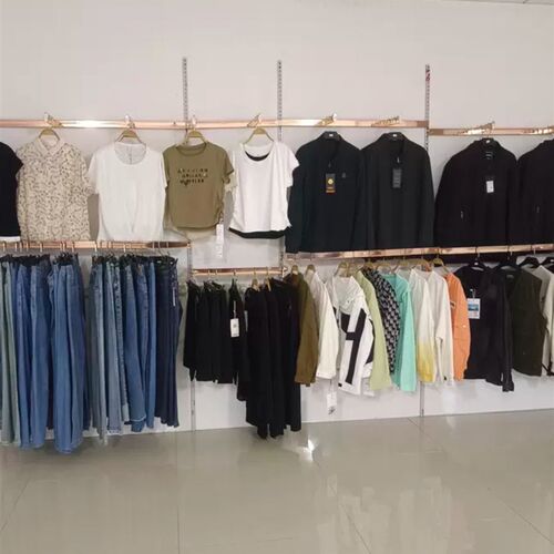 玫瑰金柱加厚展示正挂侧挂上墙不锈钢镀金展示服装货架
