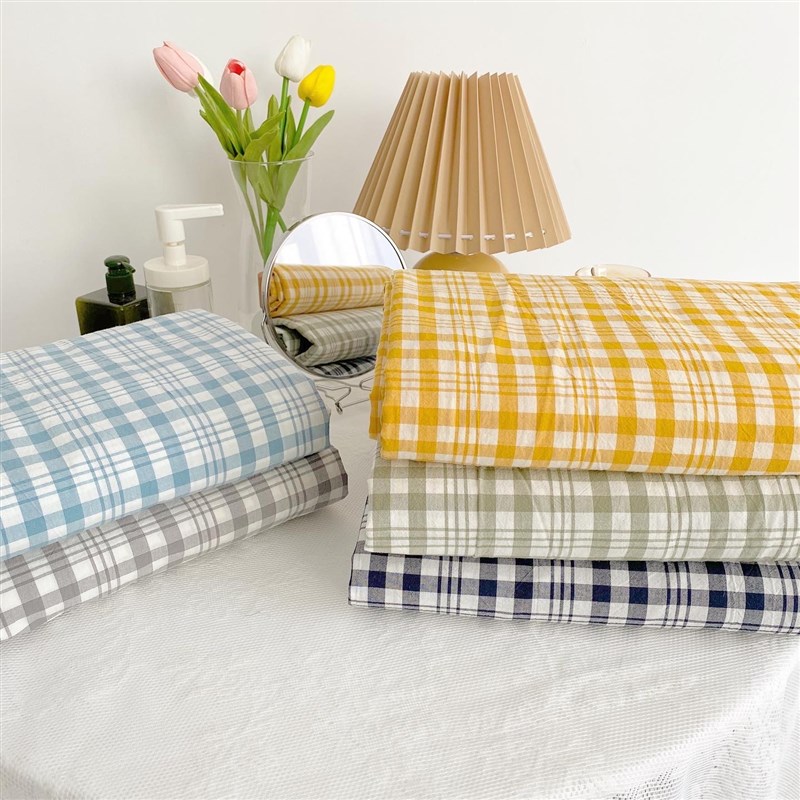 手账格子 日系色织水洗棉床单床笠简单全棉被单 宿舍单双人可定制