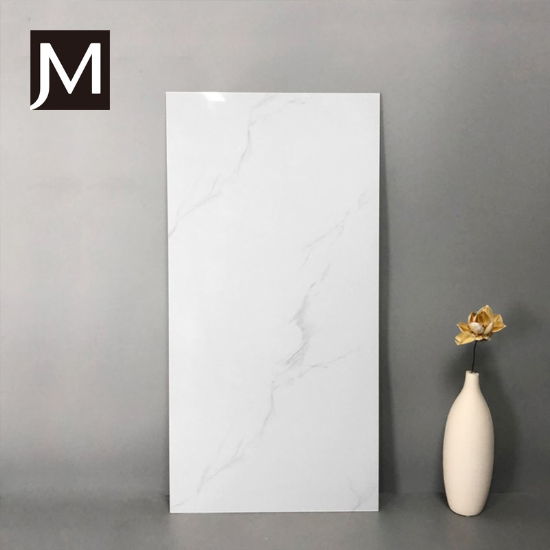 简漫 亮光爵士白瓷砖400x800中板大理石白色墙砖地砖 厨房卫生间