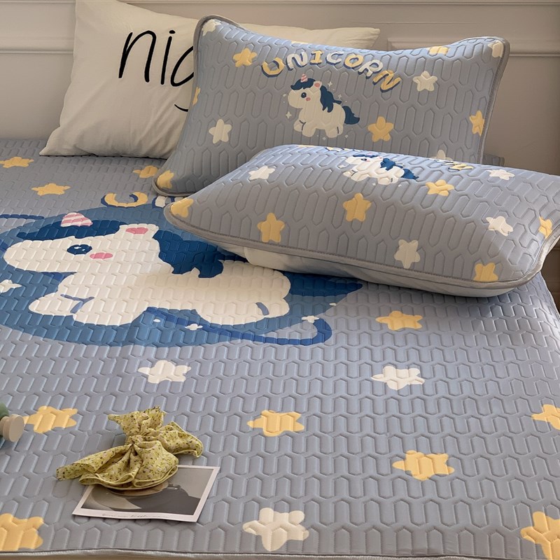 ins大众卡通床上乳胶凉席套件四件套三件冰丝软席可水洗夏季新款