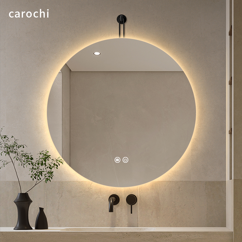 圆形智能镜卫生间led带灯发光化妆镜挂钩式悬空吊镜防雾镜浴室镜