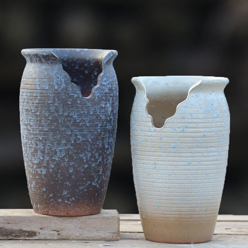 多肉花盆缺口花盆粗陶悬崖老桩瘦高盆特大号方盆切口紫乐陶瓷04