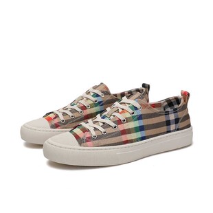 四季新款格纹布低帮气质简约式男款板鞋休闲运动男鞋橡胶大底舒服