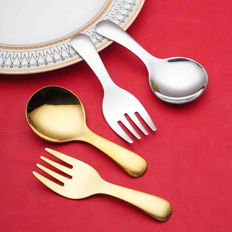 不锈钢短柄勺h子商用圆头茶叶勺叉少儿西瓜勺创意甜品雪糕勺子