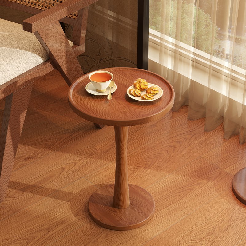 中古实木边几中式复古休闲角几阳台小茶几沙发边迷你小圆几小茶桌