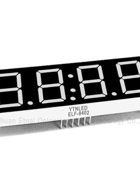0.8英寸4位时钟数码管共阴共阳红黄绿蓝白色ELF-8402AS/BS/AG/BG