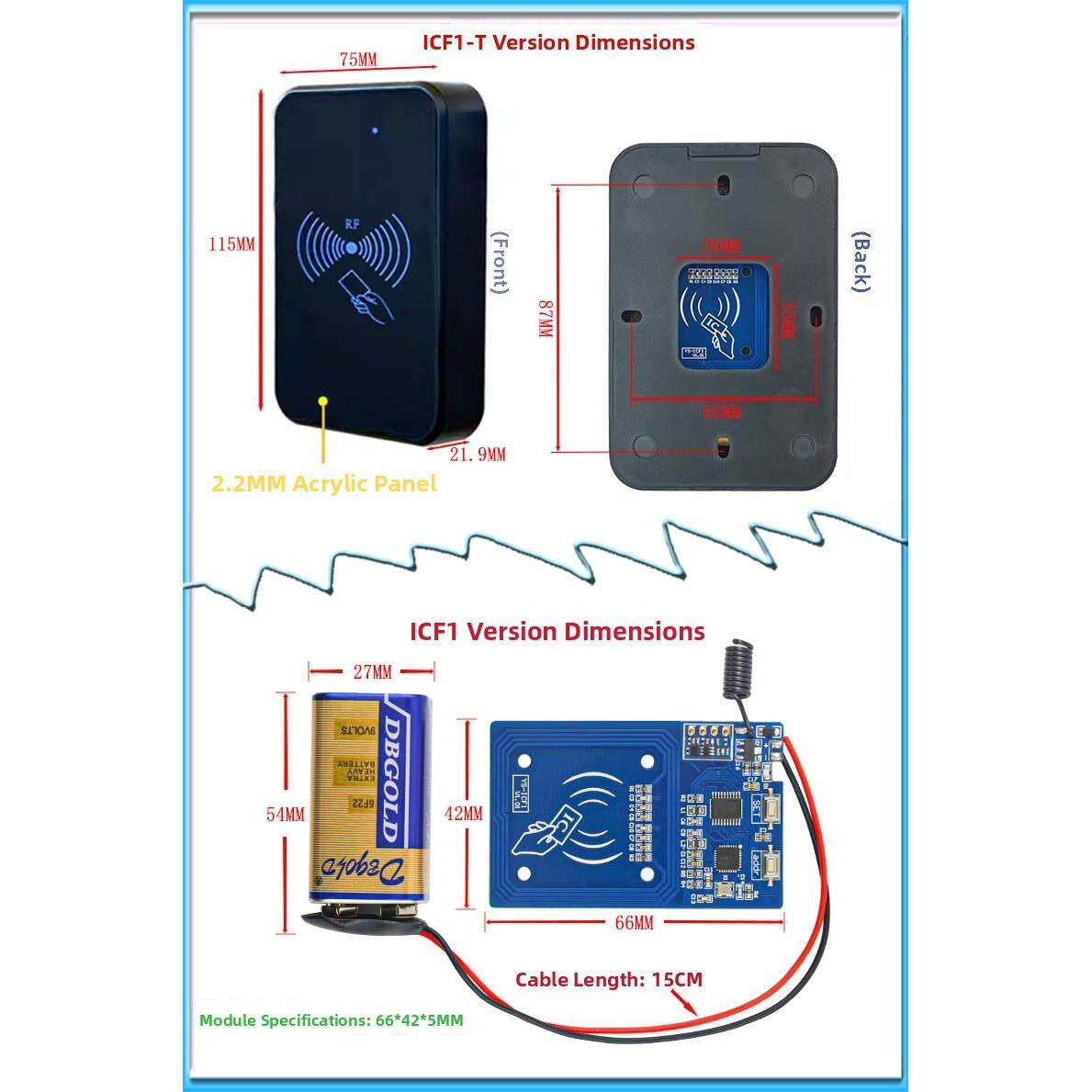 IC刷卡无线遥控模块手机NFC控制开关射频433/315发射门禁开灯ICF1