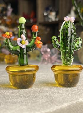 创意小清新品种的玻璃仙人掌绿色植物室内装饰品桌面迷你家居橱柜