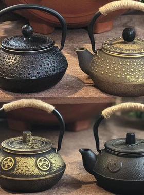 样板间茶馆博古架茶具软装饰品新中式创意小茶壶铸铁壶茶室摆件