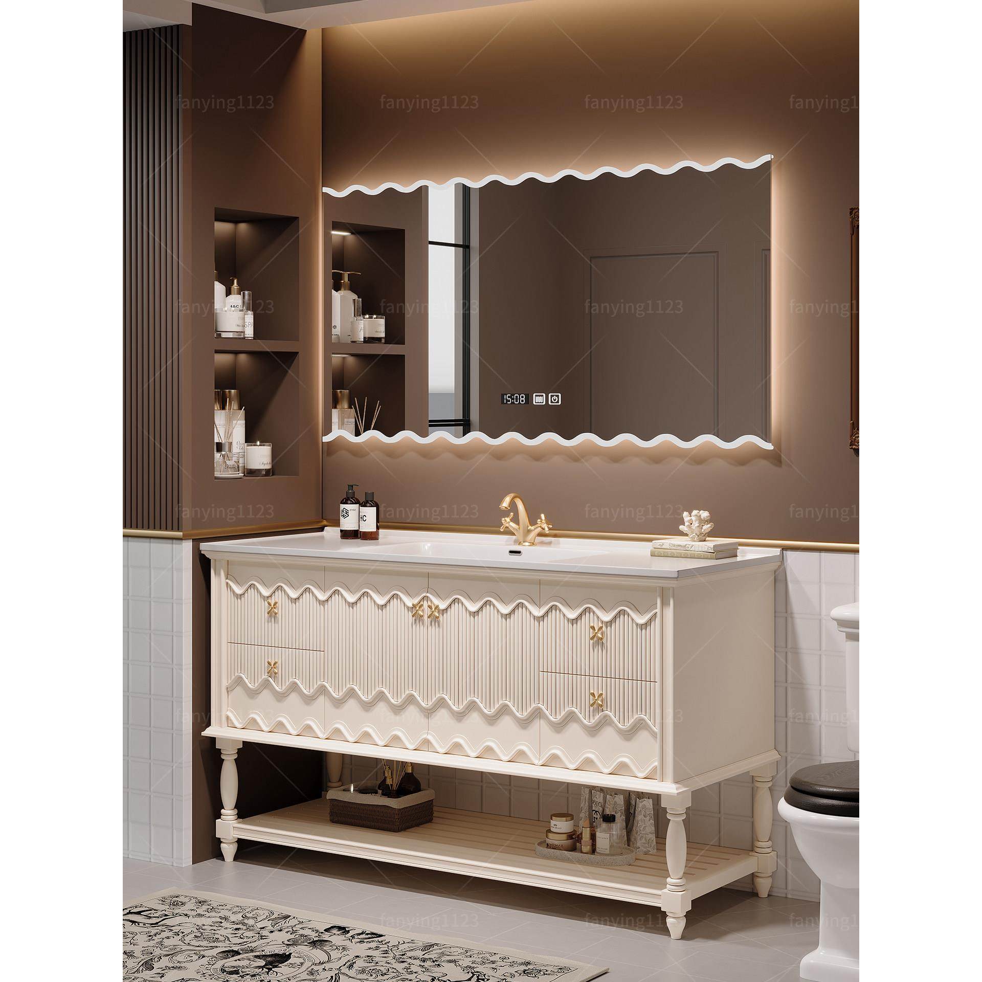 橡木法式覆古浴室柜组合卫生间洗漱台洗手盆柜卫浴岩板陶瓷盆落地,家装主材,浴室柜组合,淘宝优惠券,粉丝福利购,淘宝优惠卷